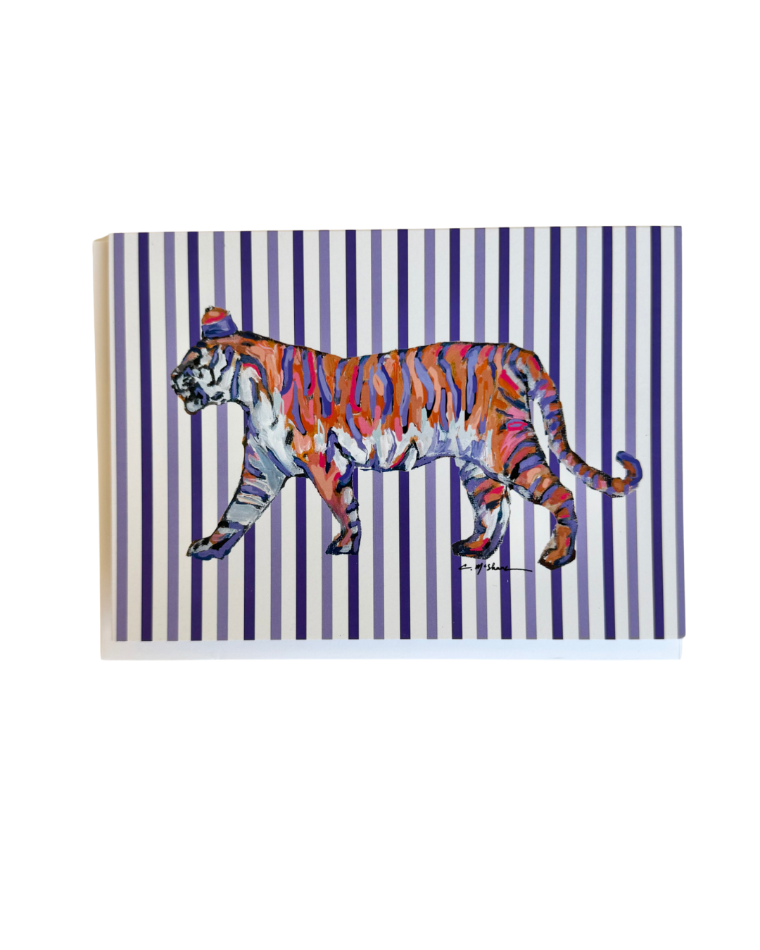 "Tiger Purple & Orange Standing" framable card