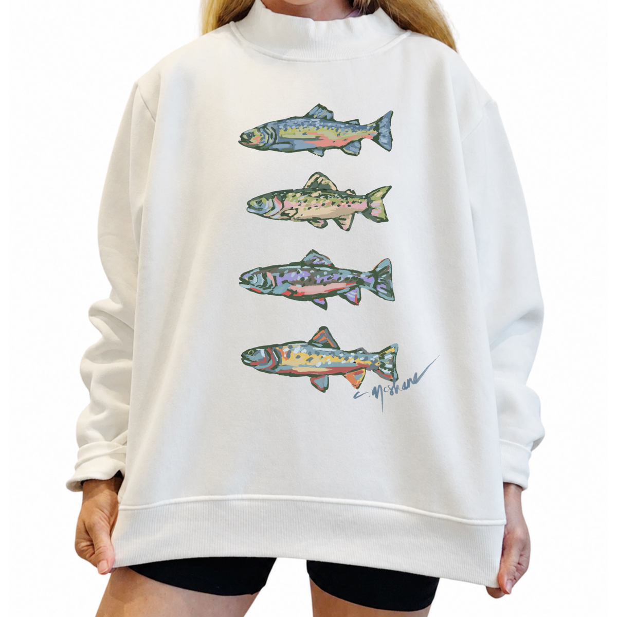 "Trout Love" Fish Mock Neck (One Size)