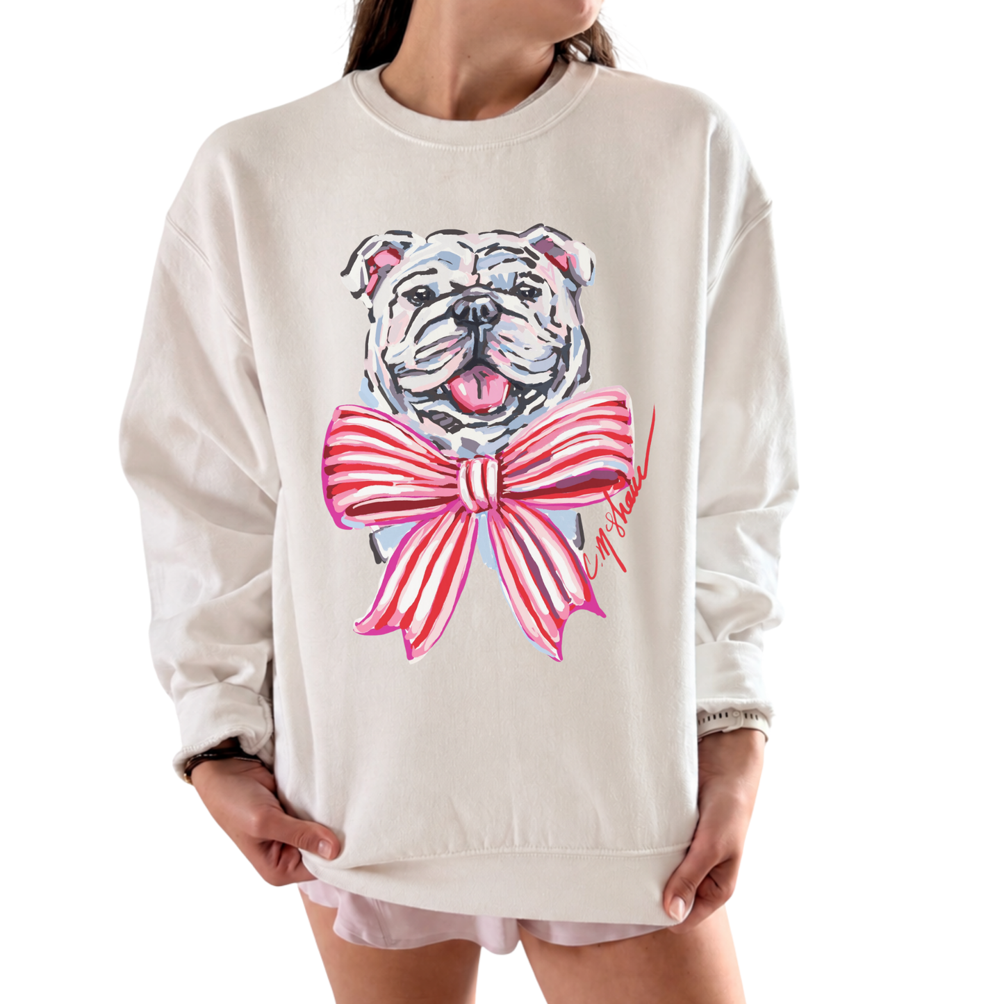 "Bulldog Red/Pink" Art Sweatshirt