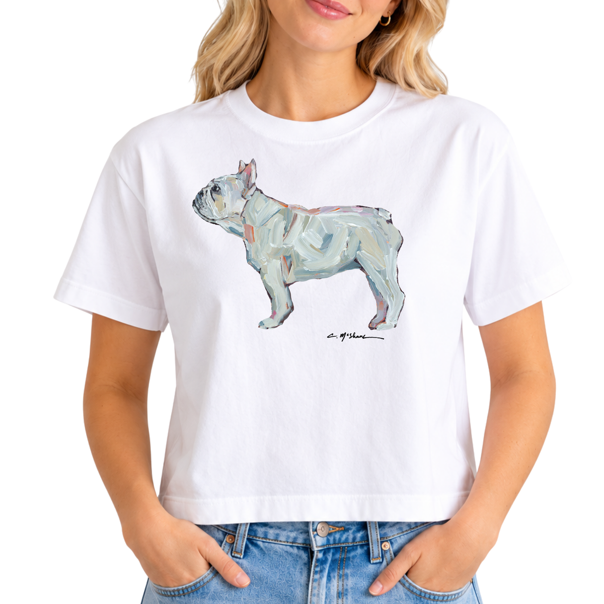 "White Frenchie French Bulldog" Dog Comfort Color Art-T-shirt