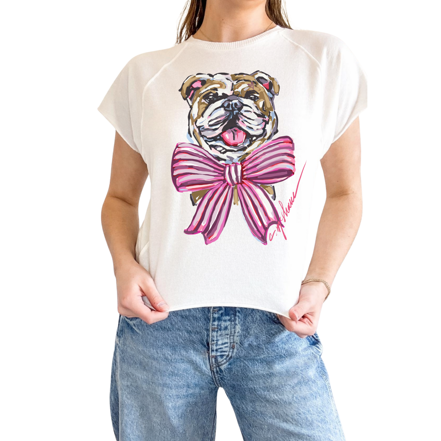 "Bulldog Maroon/Pink" Edgy-Short Sleeve Shirt