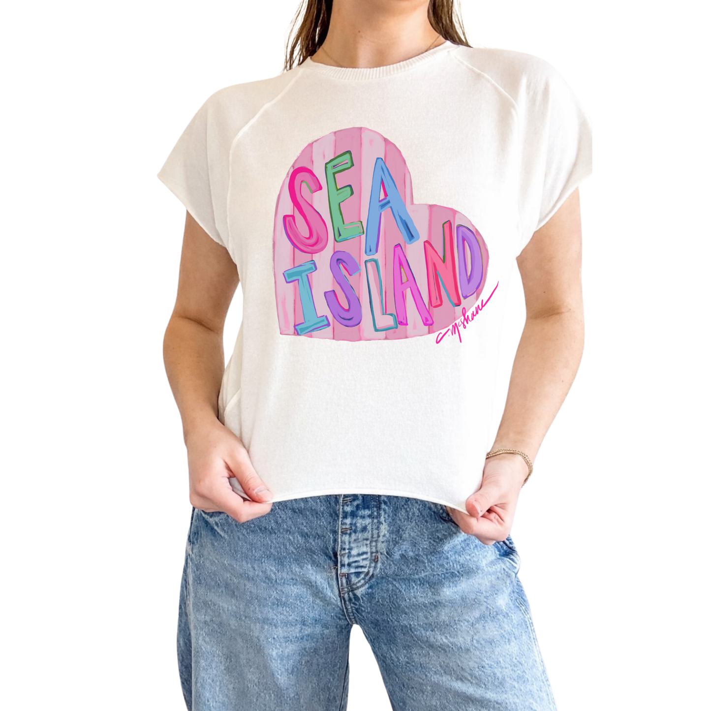 "Sea Island Love" Edgy-Short Sleeve Shirt