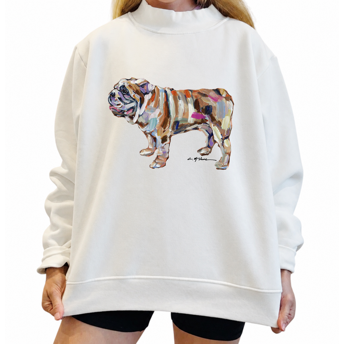 "Bulldog Abstract" Mock Neck (One Size)