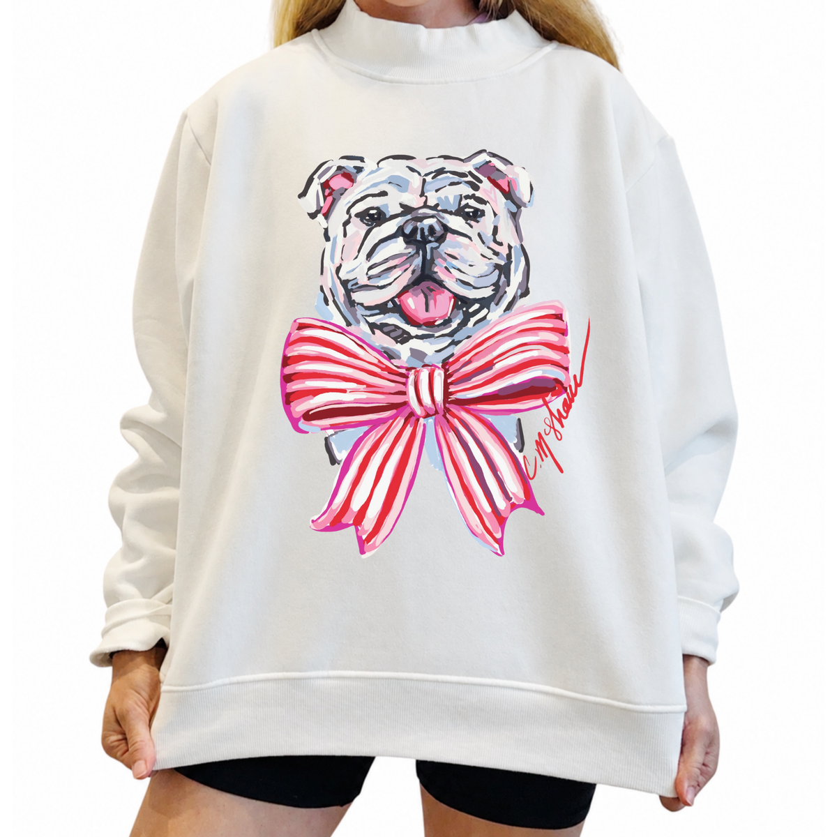 "Bulldog Red/Pink" Mock Neck (One Size)