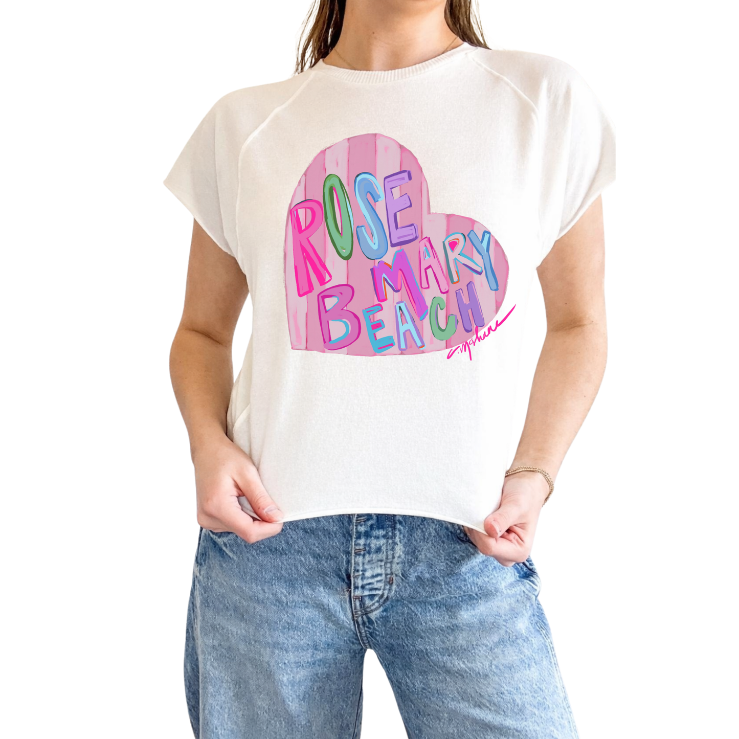 "Rosemary Beach Love" Edgy-Short Sleeve Shirt