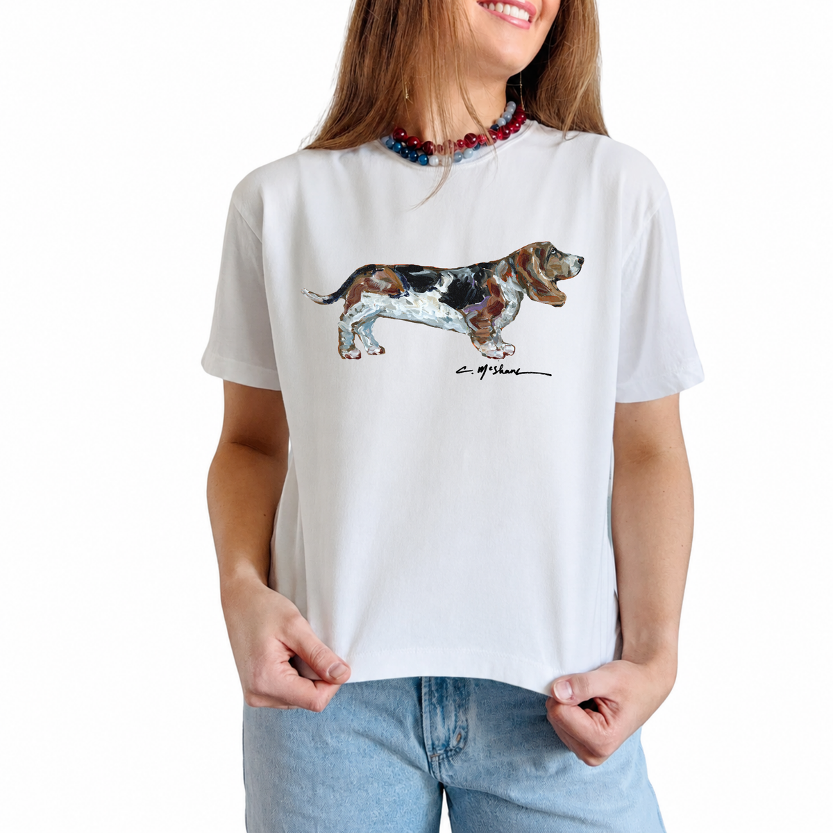 "Basset Hound Tri" Dog Comfort Color Art-T-shirt
