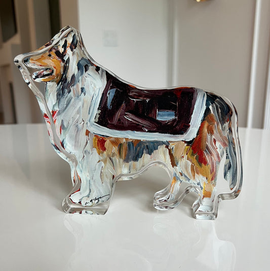 An acrylic tabletop of a Texas A&M Aggie Revielle for college gameday or alumni gifts.