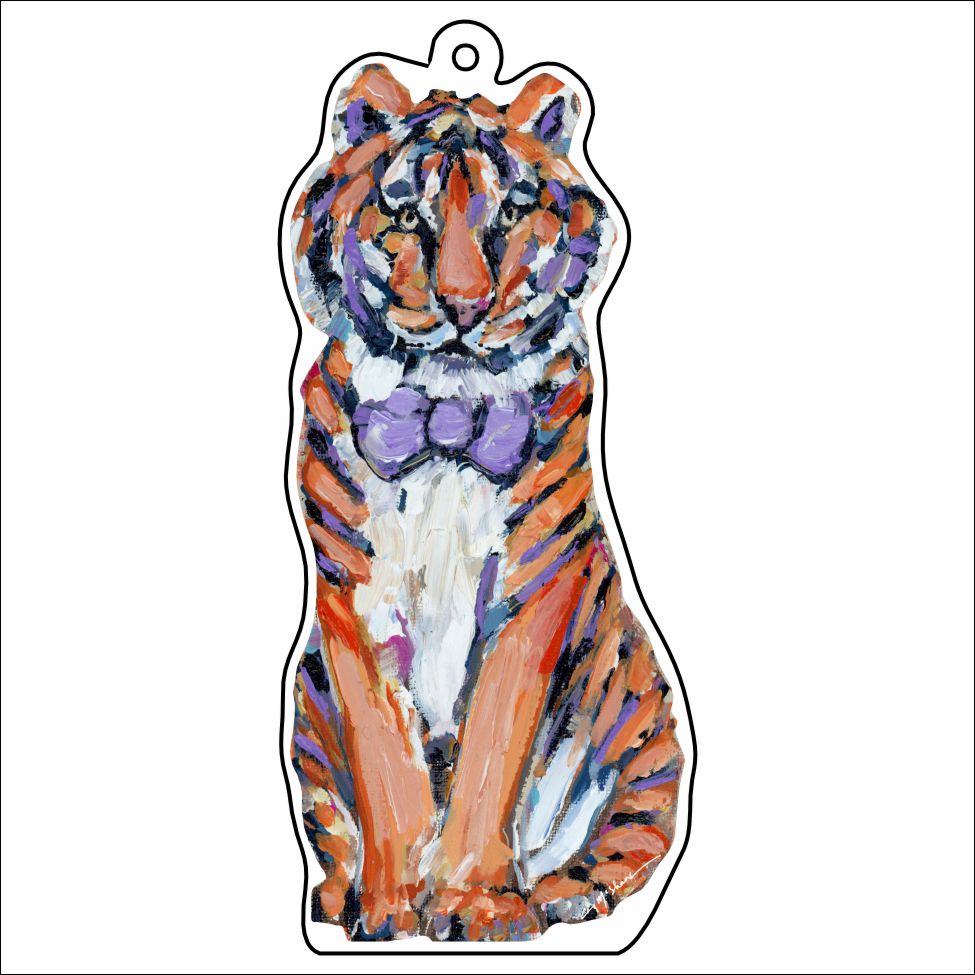 "Tiger Purple & Orange Bow Tie" Bag Charm (Case of 10)