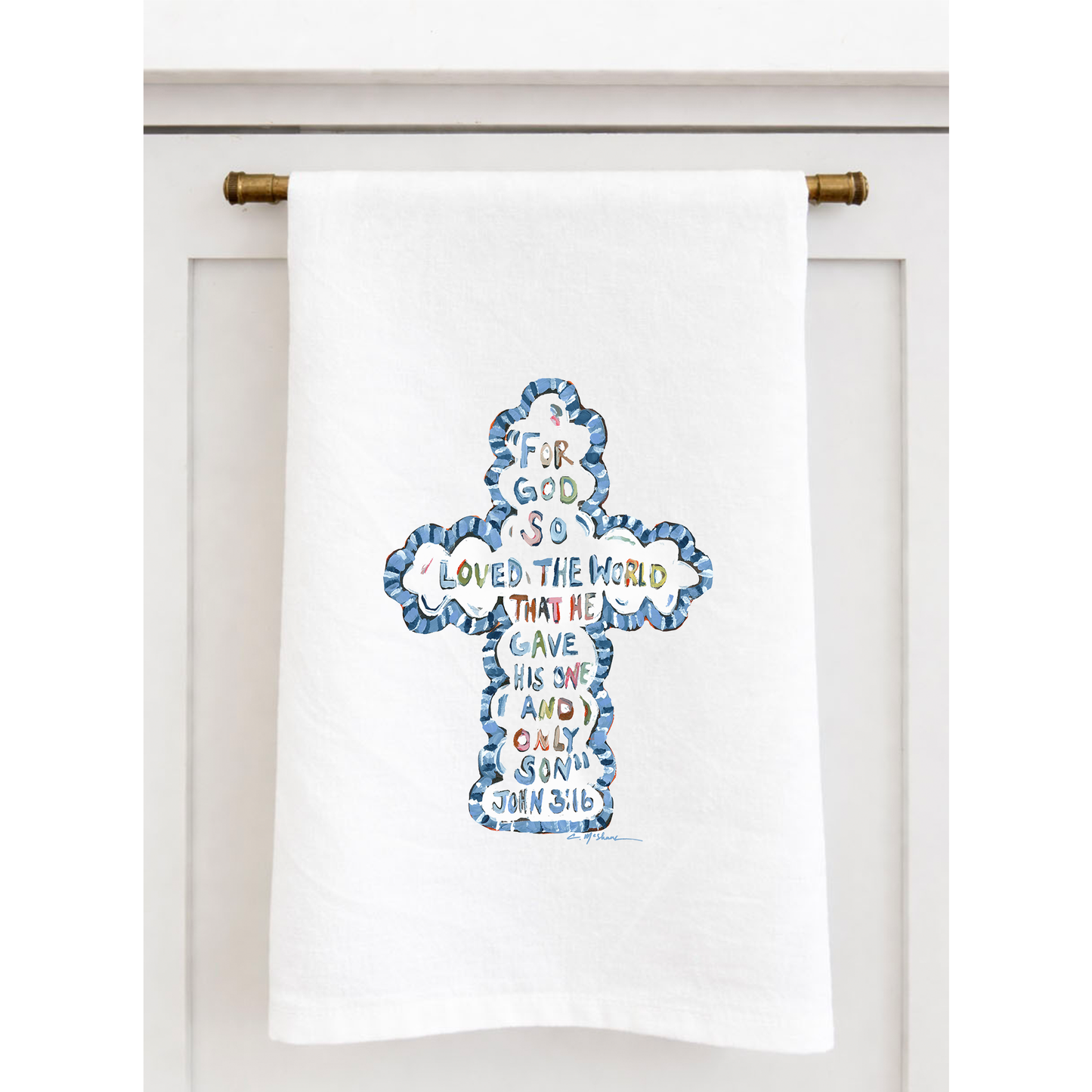 "He Saved Cross" Tea Towel