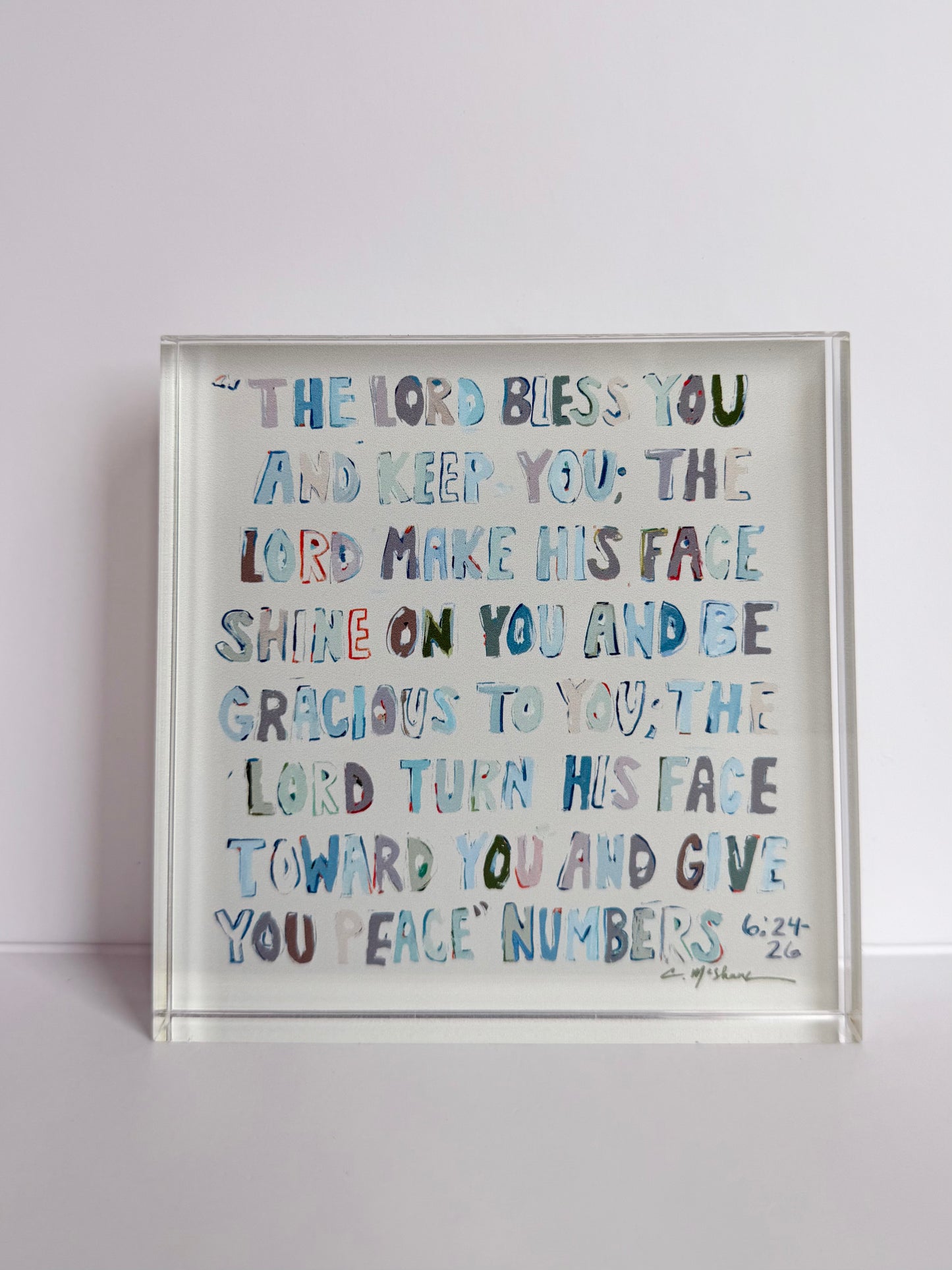 "Numbers Neutral" acrylic block