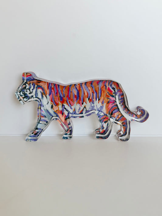 "Tiger Purple & Orange Standing" acrylic shelfie
