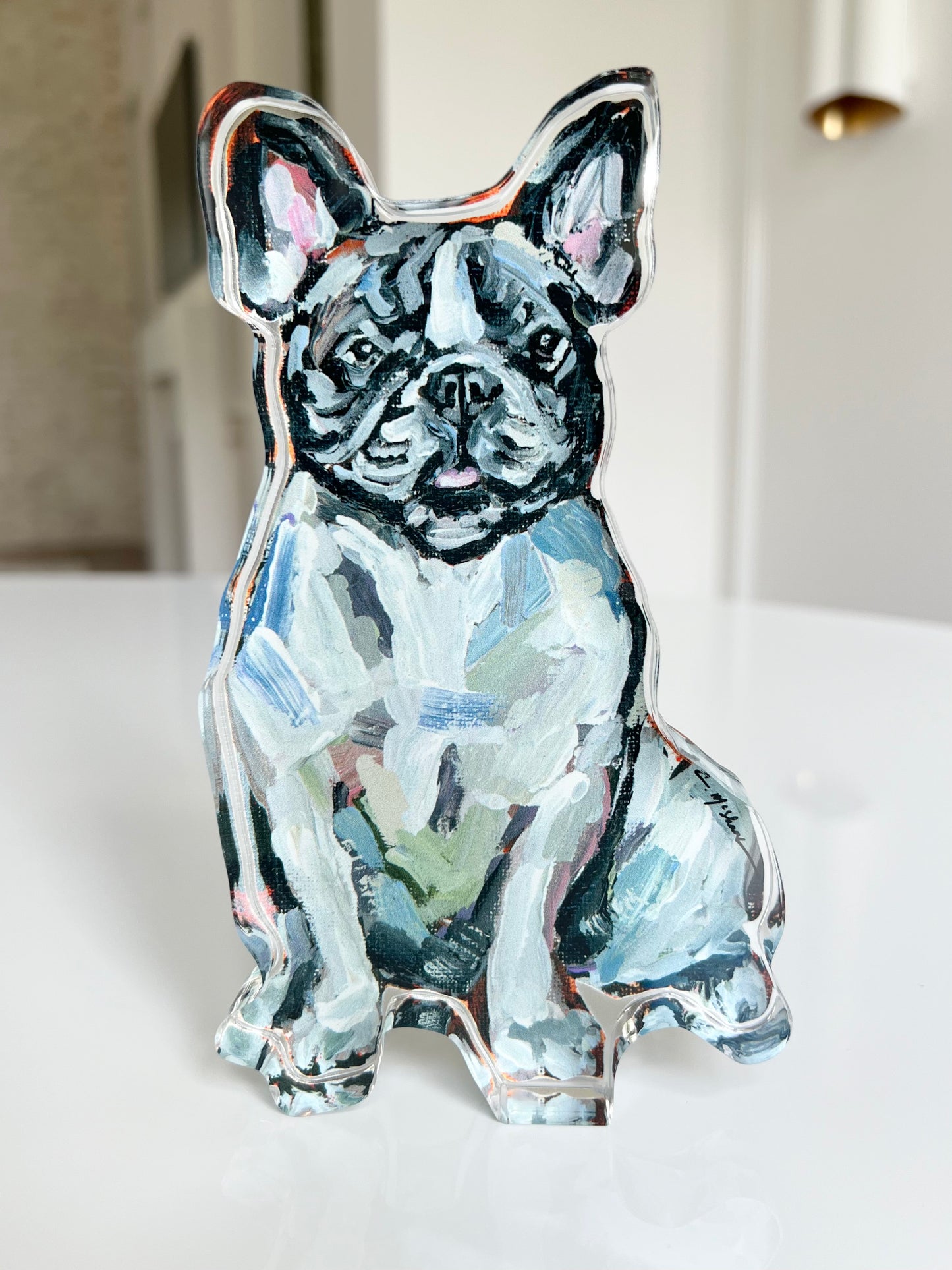 "Frenchie Black & White" acrylic