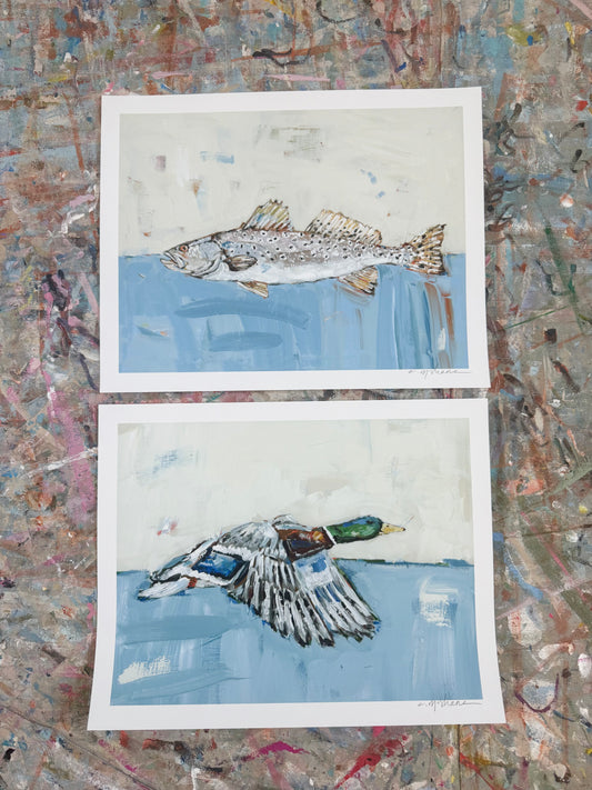 "Cast & Blast" 14X11 hand signed paper prints (set of 2)