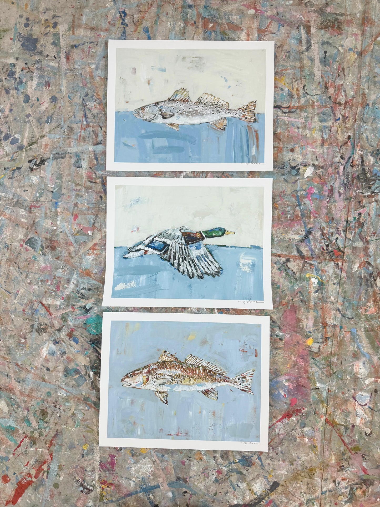 "Cast & Blast (set of 3)" 14X11 hand signed paper prints