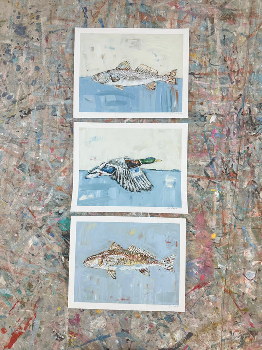 "Cast & Blast (set of 3)" 14X11 hand signed paper prints
