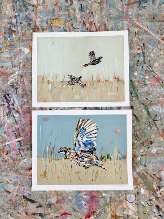 Quail & Pheasants 14X11 hand signed paper prints (set of 2)