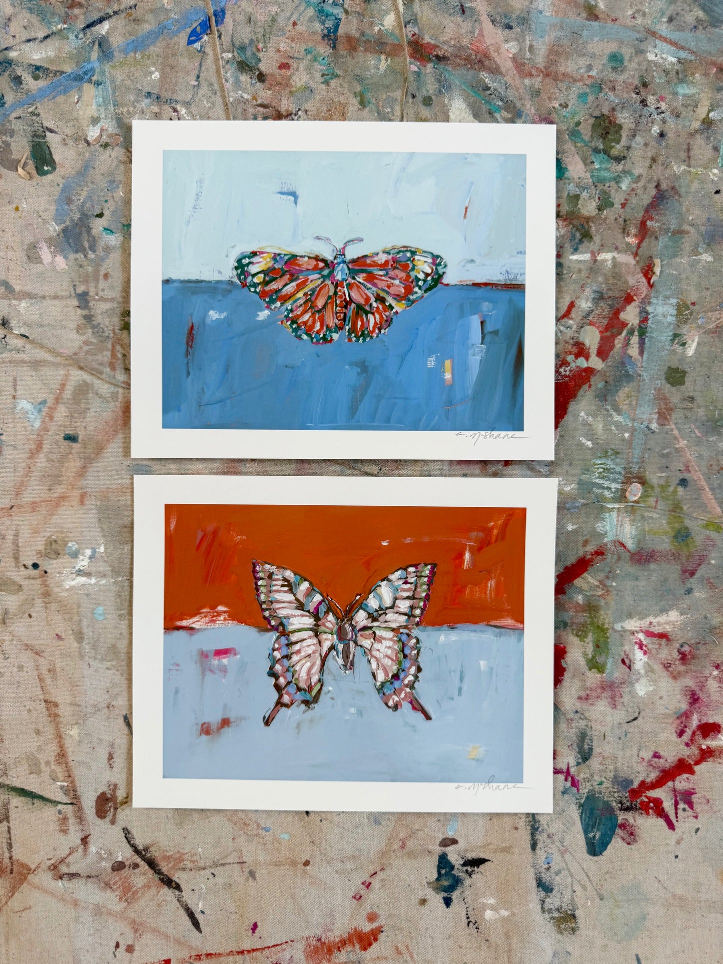 "Butterfly Kisses" 10X8 hand signed paper prints (set of 2)