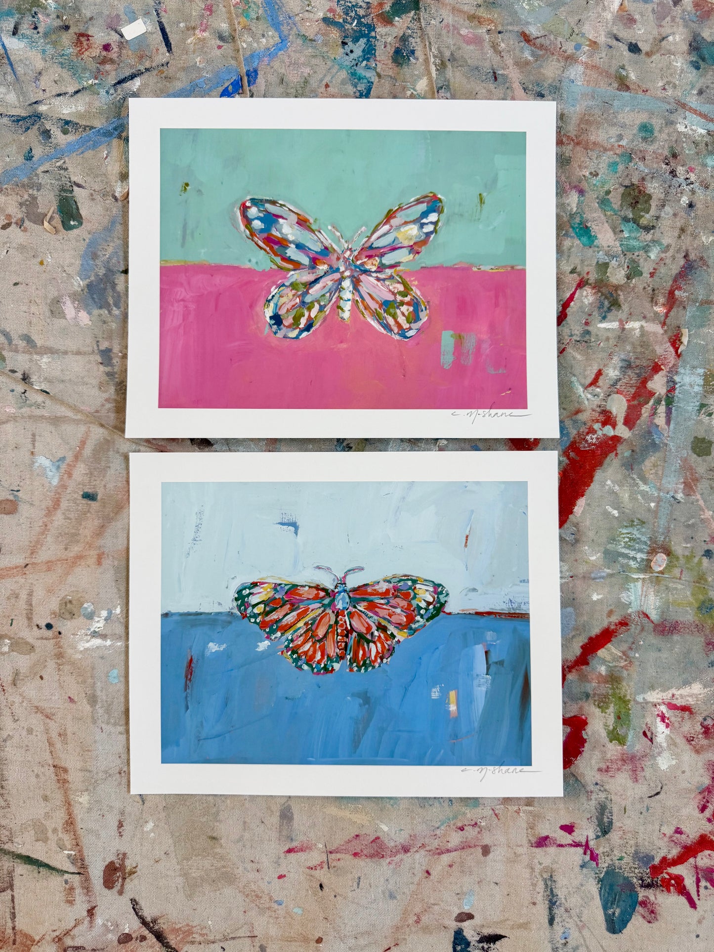 "Butterfly Kisses" 10X8 hand signed paper prints (set of 2)