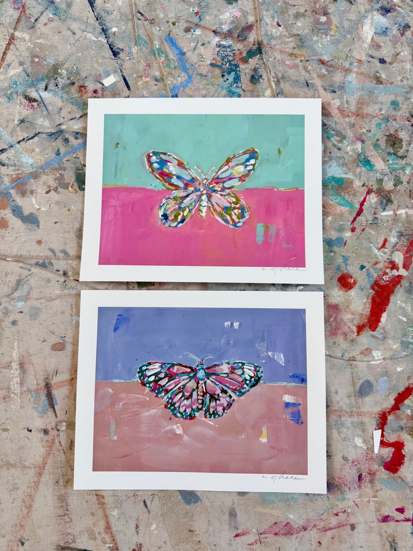 "Butterfly Kisses" 10X8 hand signed paper prints (set of 2)