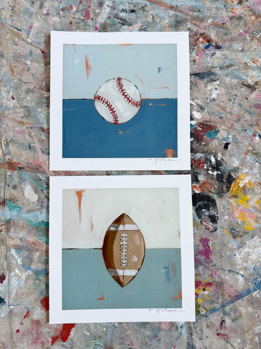 "Baseball & Football" 8X8 hand signed paper prints (set of 2)