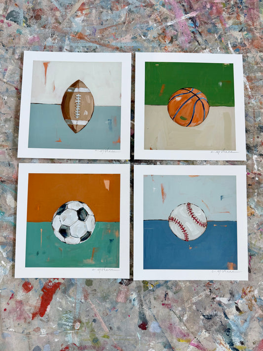 "Sport Balls" 8X8 hand signed paper prints (set of 4)