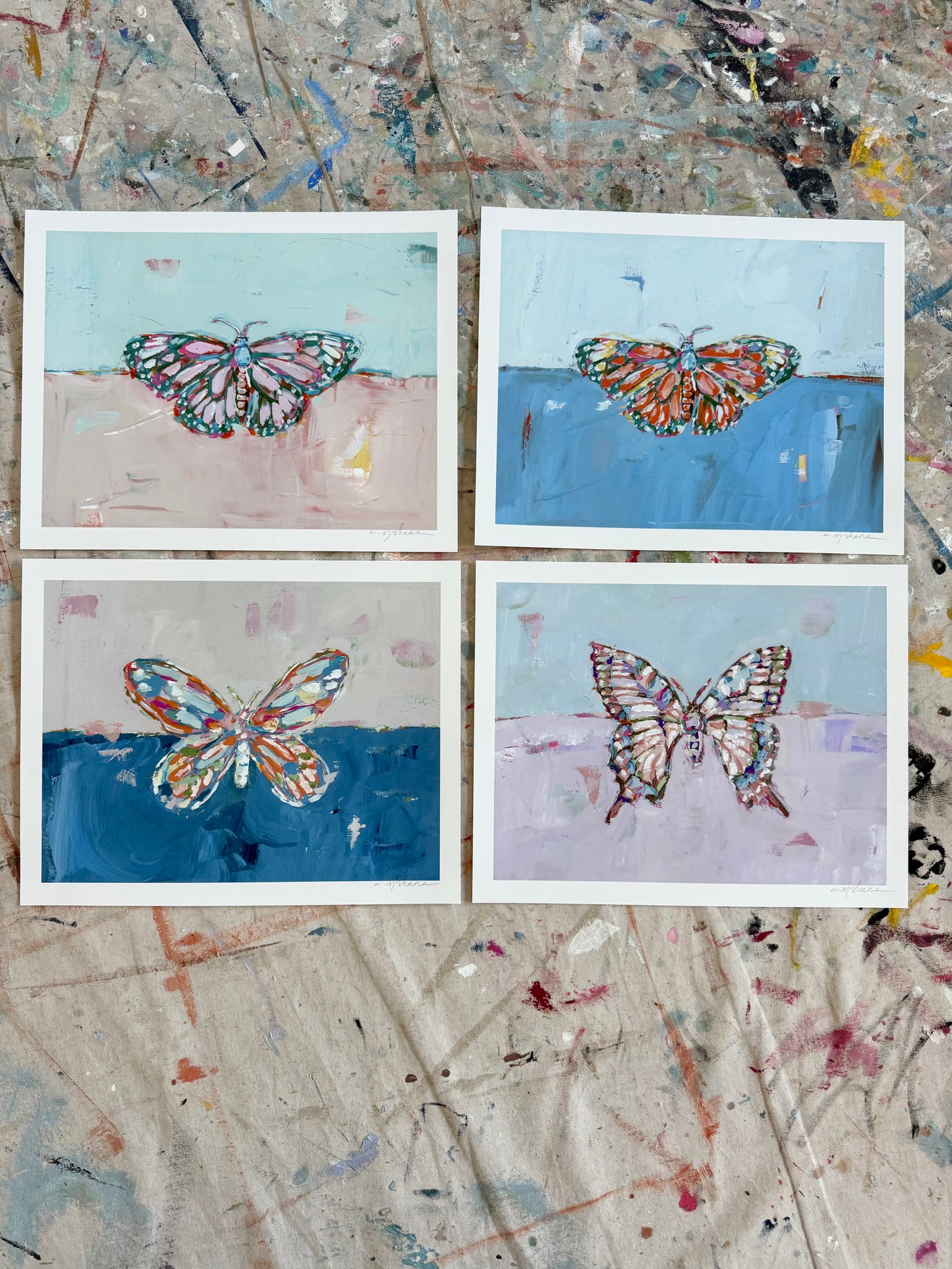 "Butterfly Kisses" 14X11 hand signed paper prints (set of 4)
