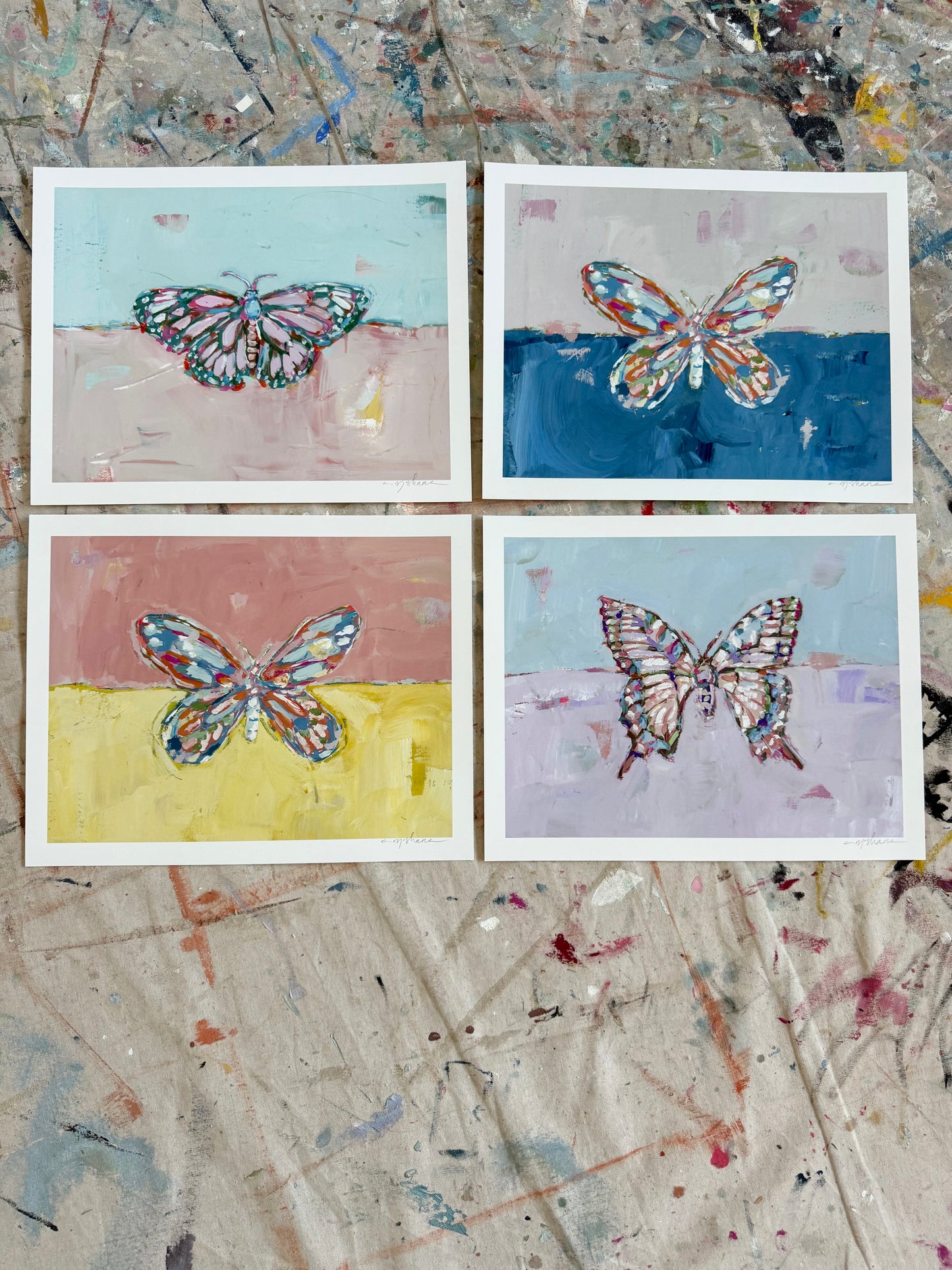 "Butterfly Kisses" 14X11 hand signed paper prints (set of 4)