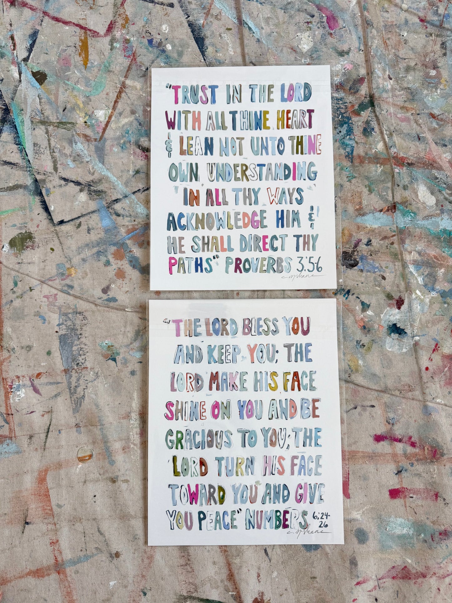 Numbers & Proverbs pinks 8X10 hand signed paper print (set of 2)