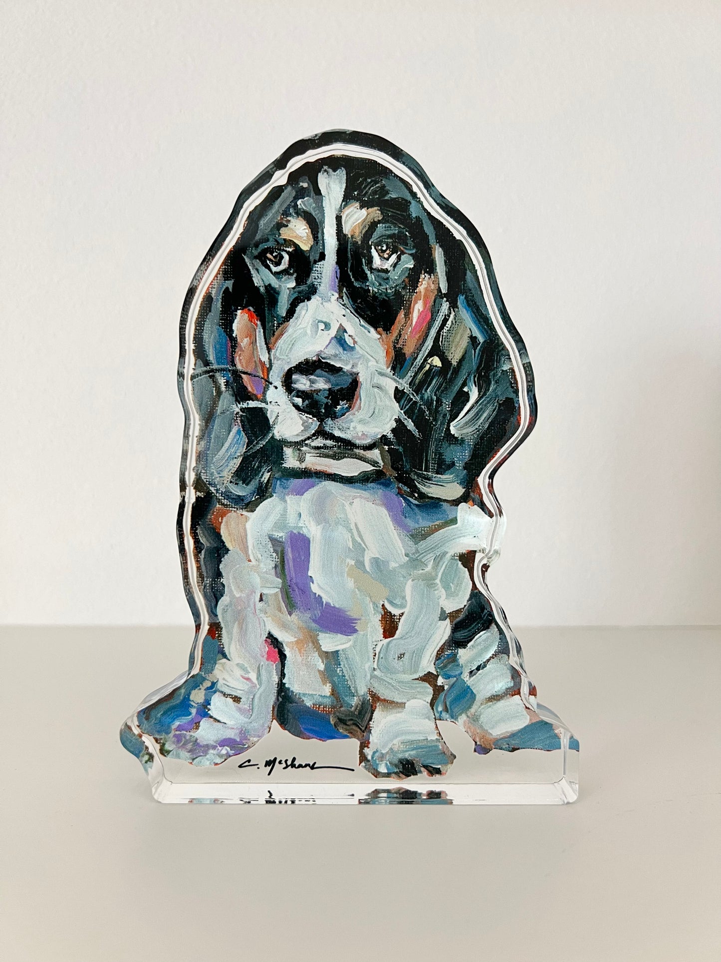 "Basset Hound Black & White" acrylic