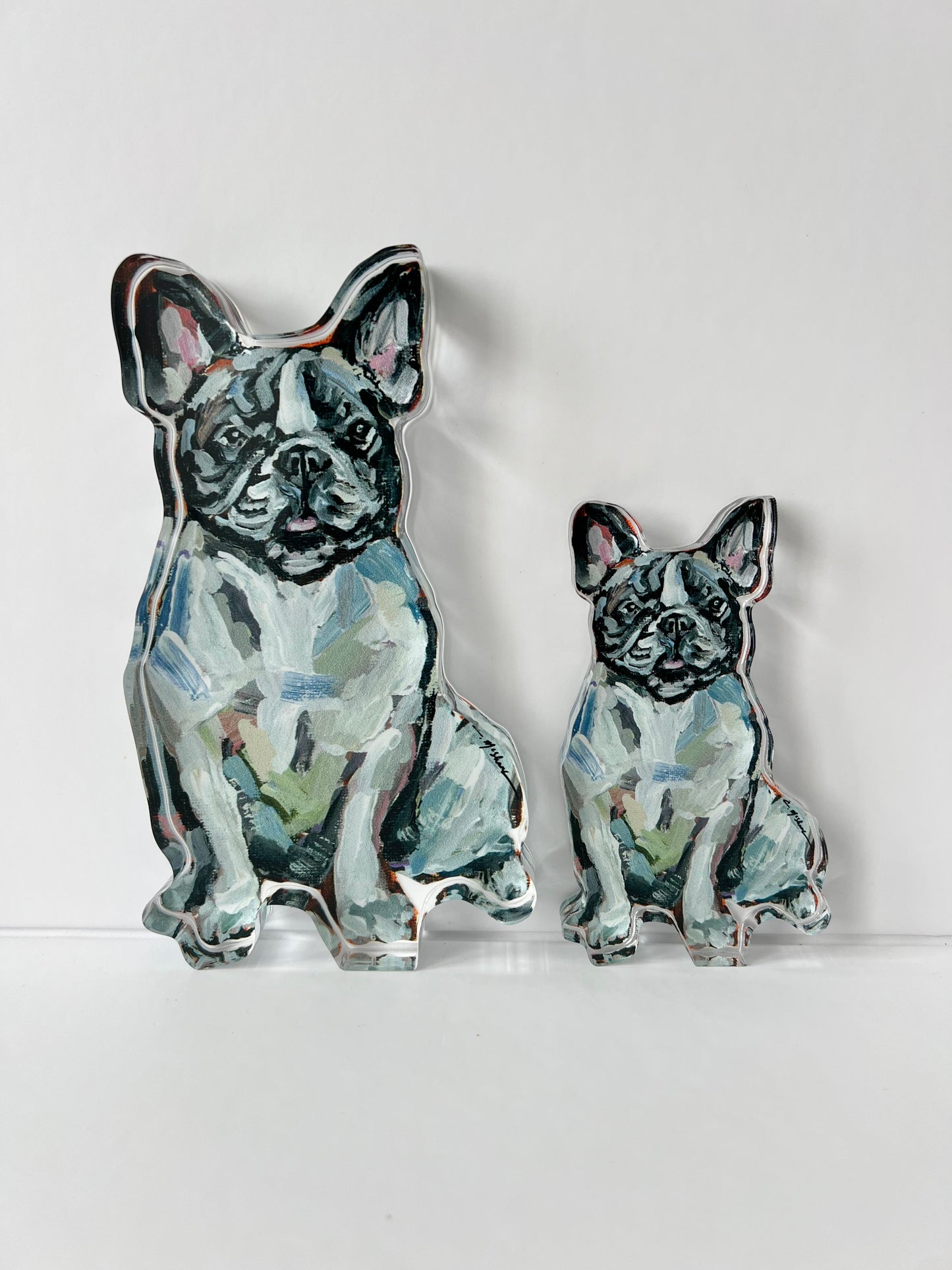 "Frenchie Black & White" acrylic