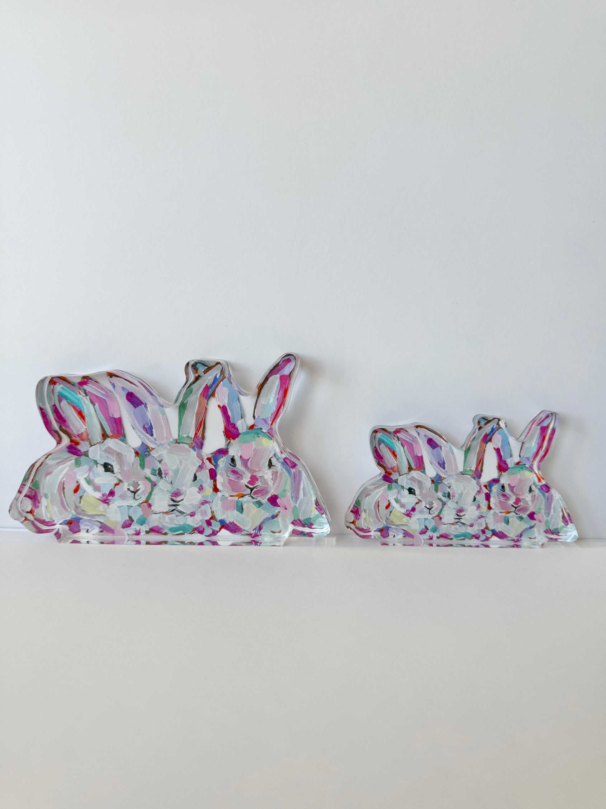 bunny rabbits easter holiday nursery decor acrylic tableop bunnies