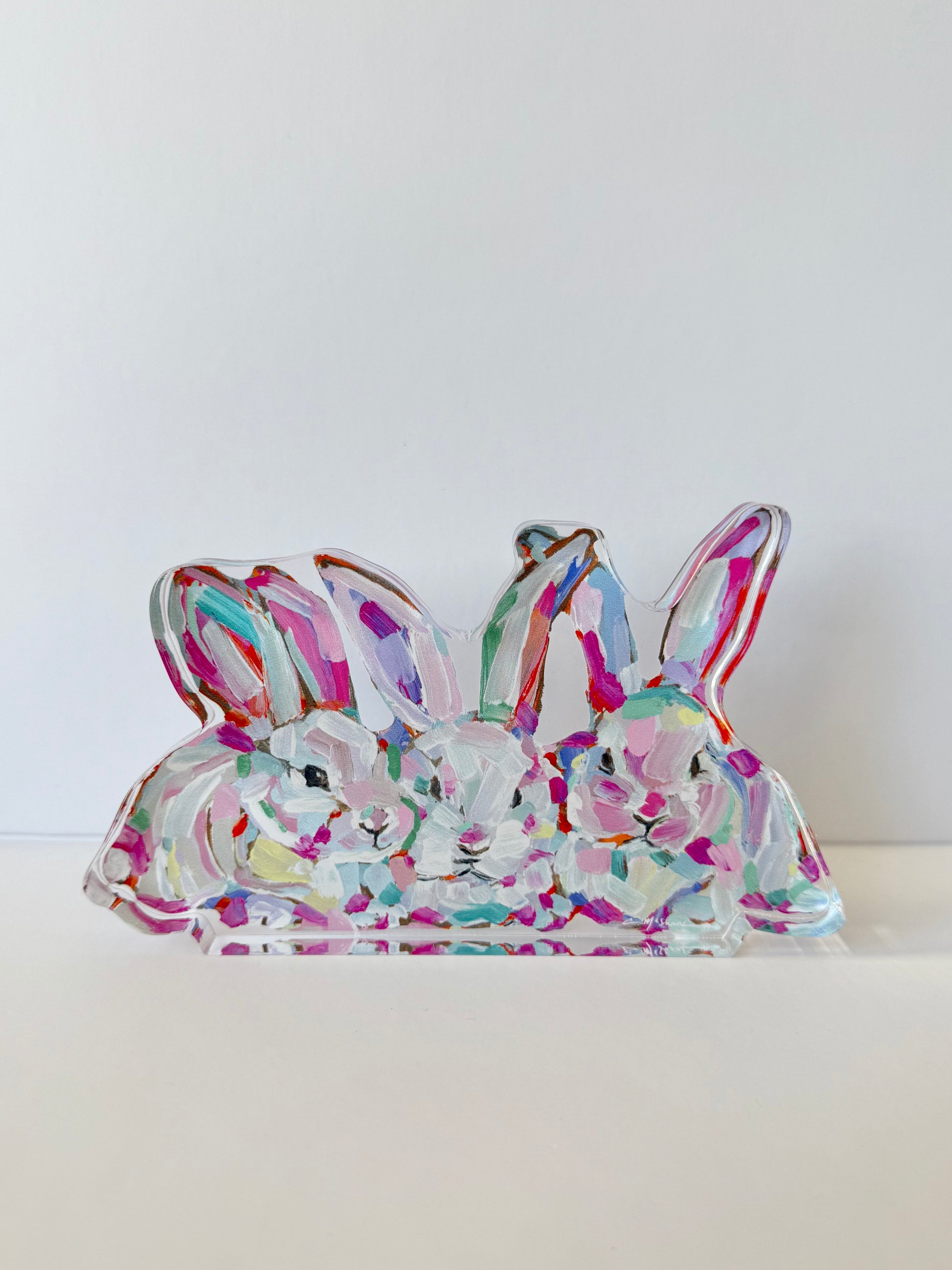 bunny rabbits easter holiday nursery decor acrylic tableop bunnies