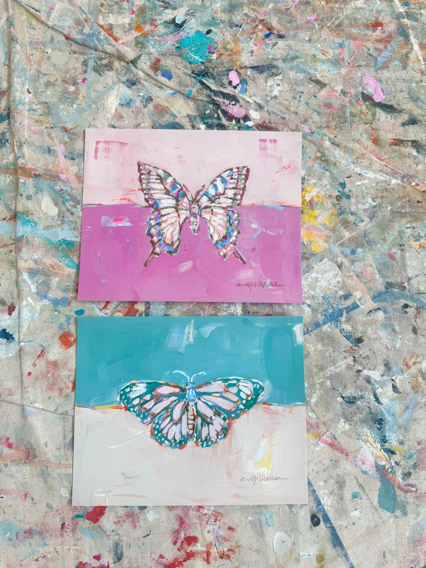 "Butterfly Kisses" 10X8 hand signed paper prints (set of 2)