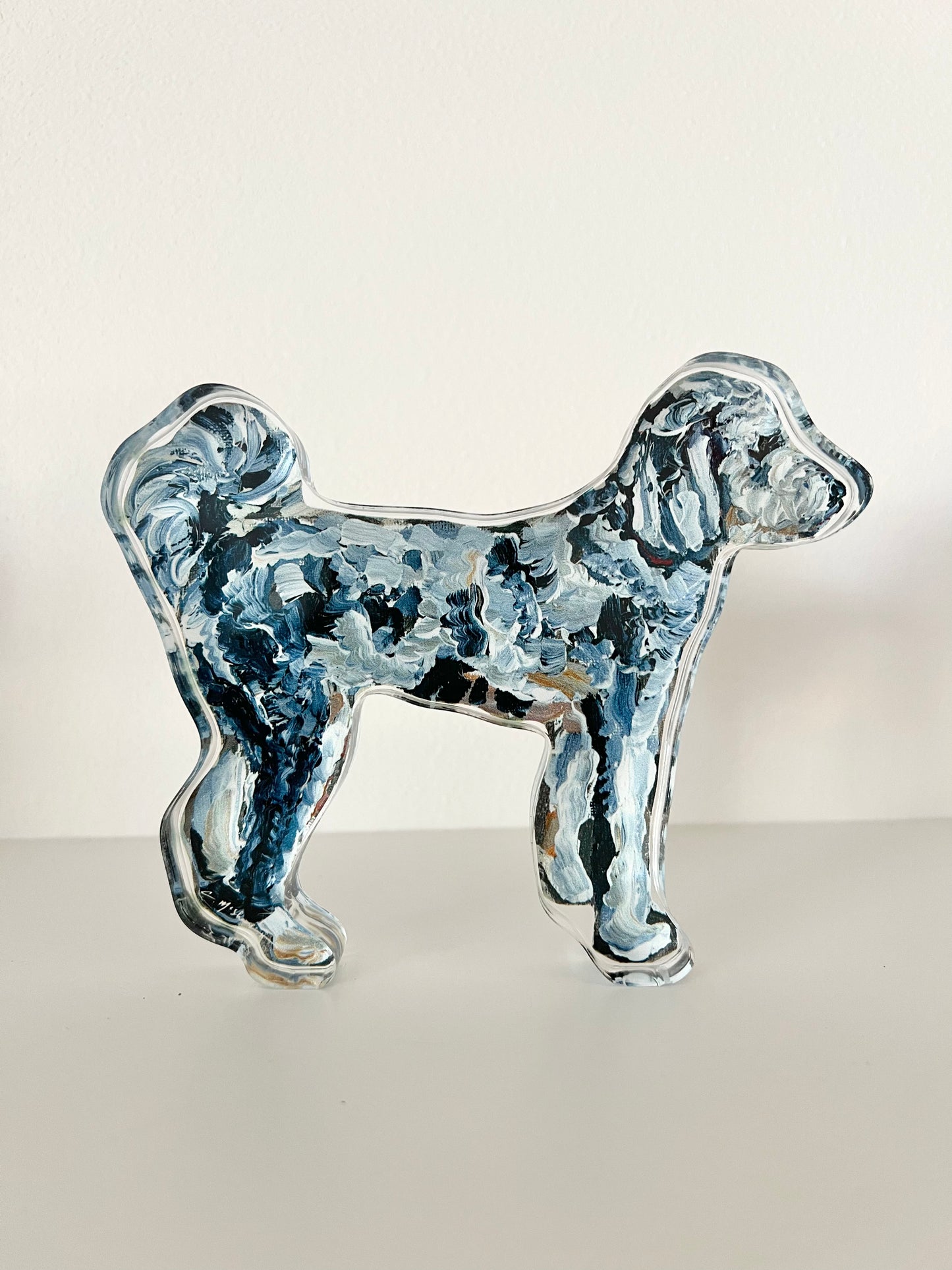 "Aussiedoodle standing" acrylic
