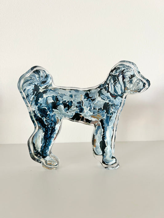 "Aussiedoodle standing" acrylic