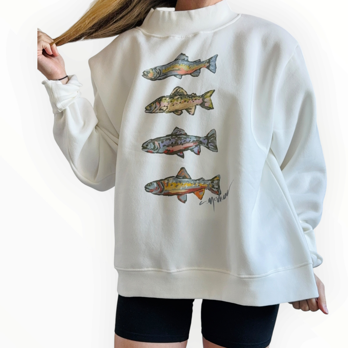 "Trout Love" Fish Mock Neck (One Size)