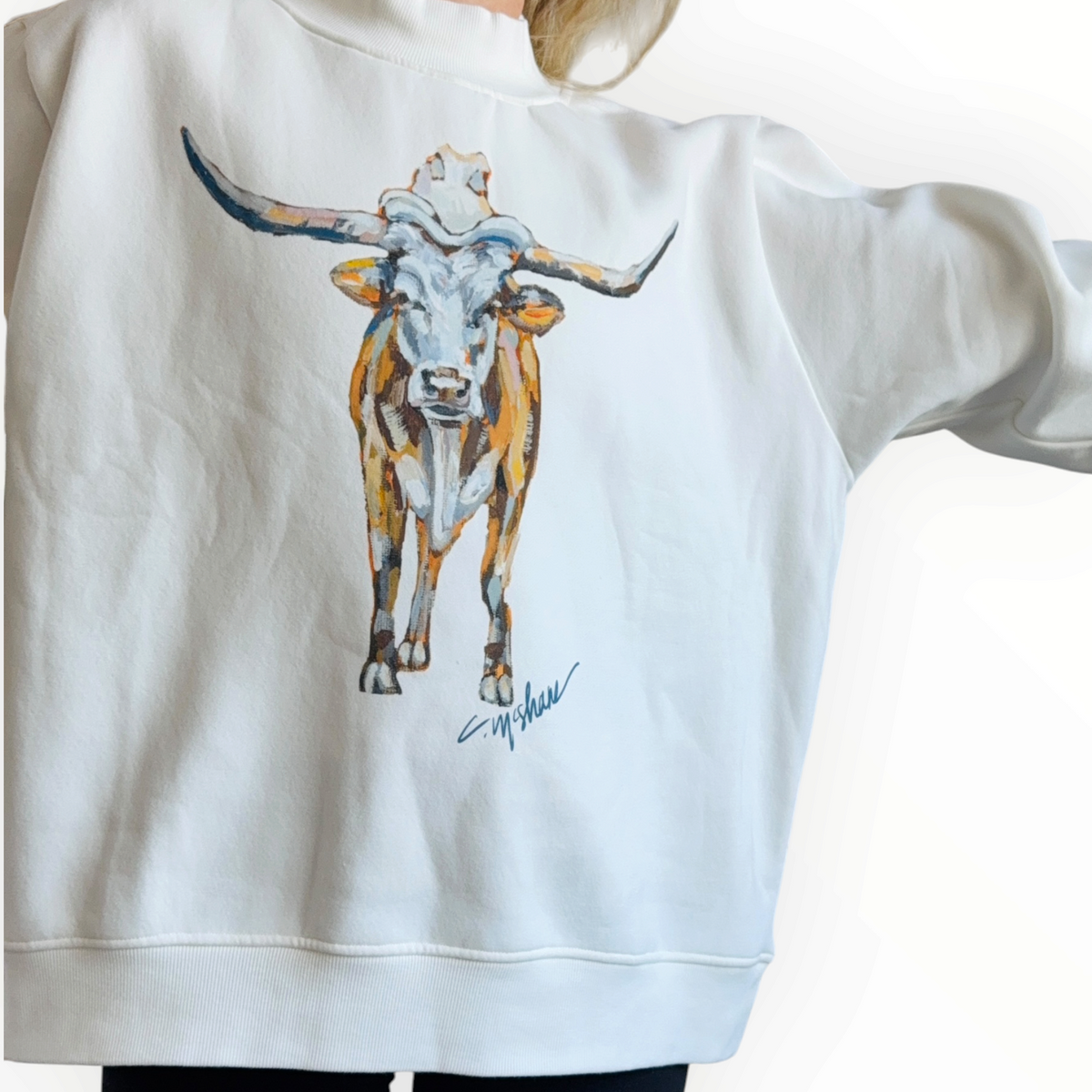 "Longhorn Charm" Mock Neck (One Size)