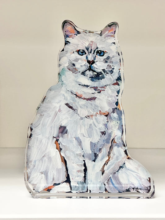 'White Long Hair Cat" acrylic