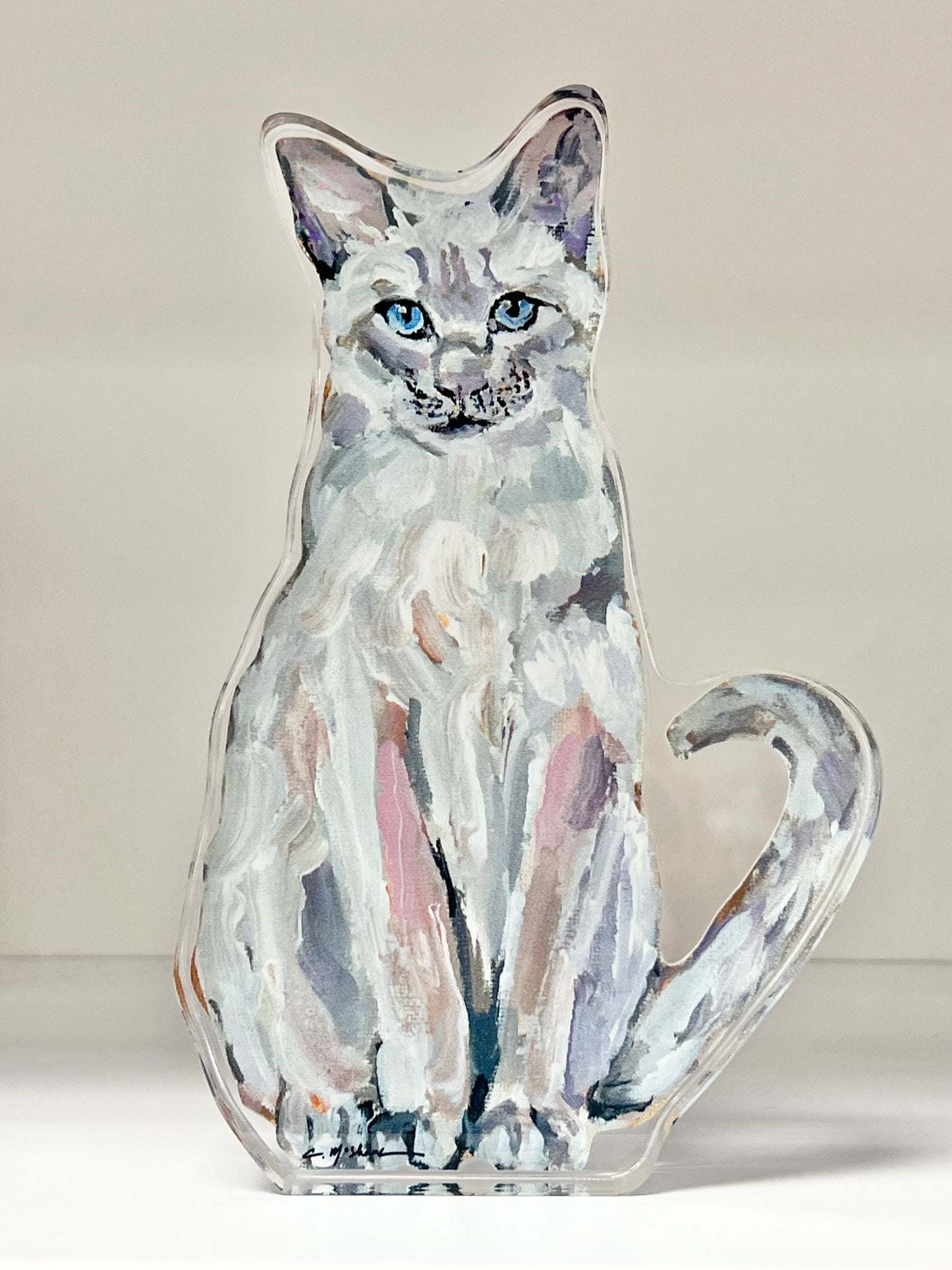 "Siamese White Cat" acrylic