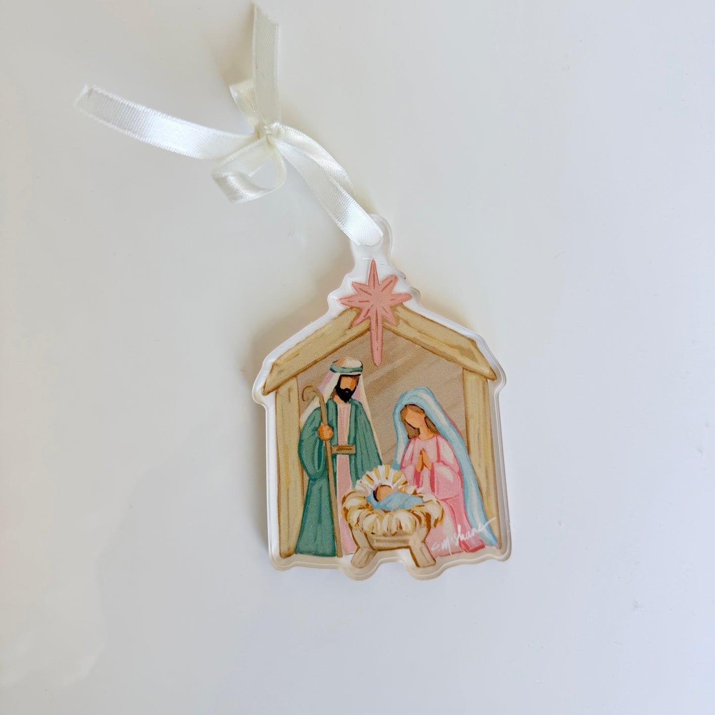 Nativity Manger Christmas Acrylic Ornament | Wreath Charm