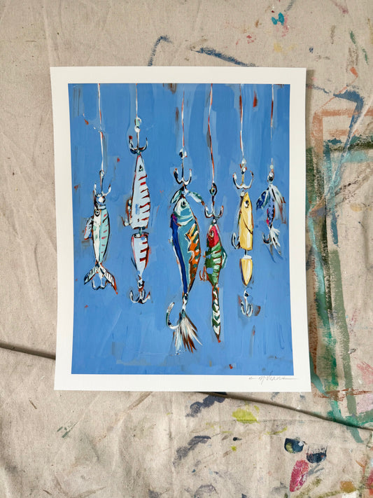 "Hooked On You" lures hand signed paper print