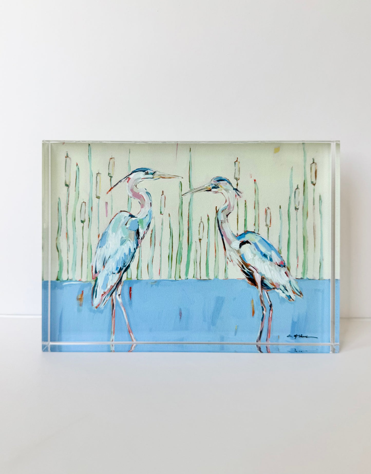 "Blue Herons" acrylic block