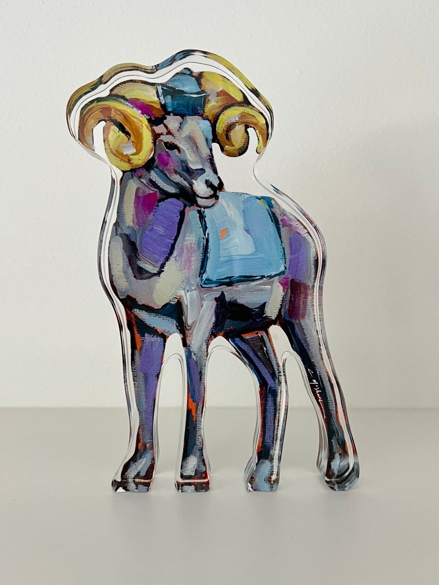 An acrylic tabletop of a North Carolina Rameses Tar Heel for college gameday or alumni gifts.