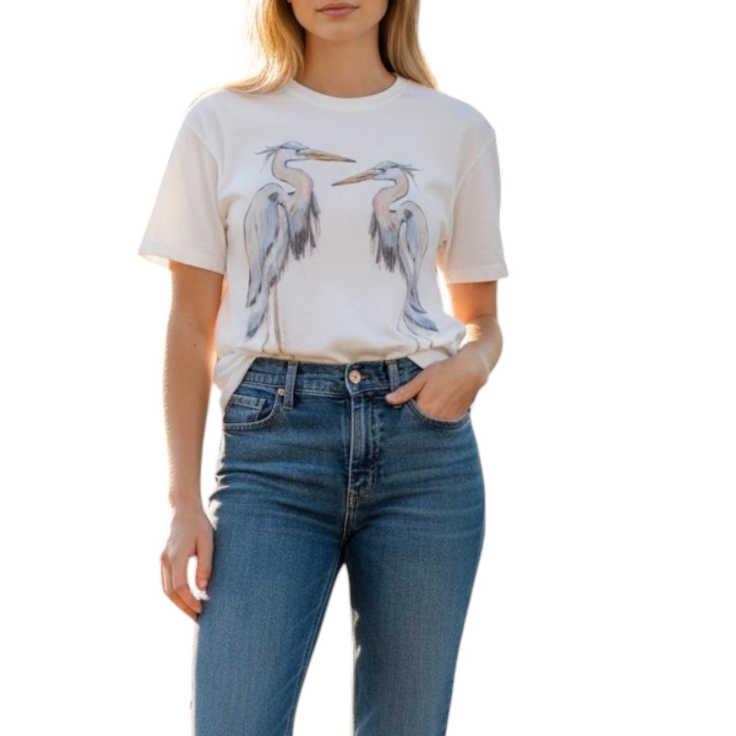 "Blue Heron" Comfort Color Art-T-shirt