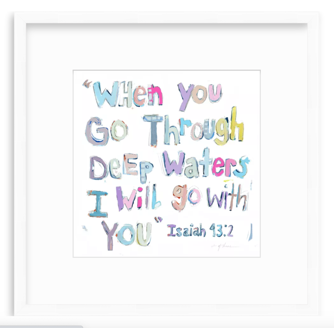 Isaiah 43:2 (pinks) on paper