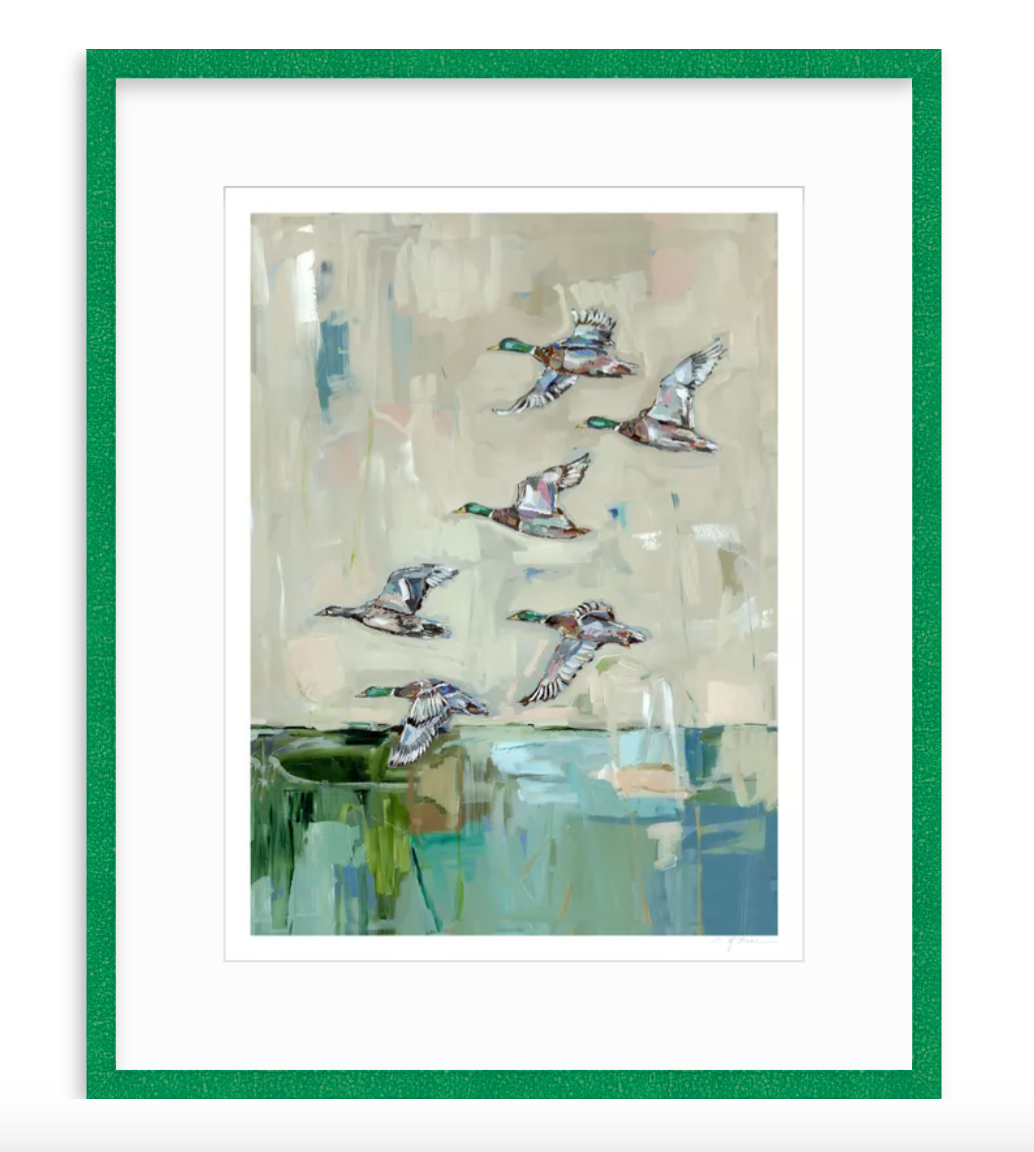 "Mallards In Flight" on paper