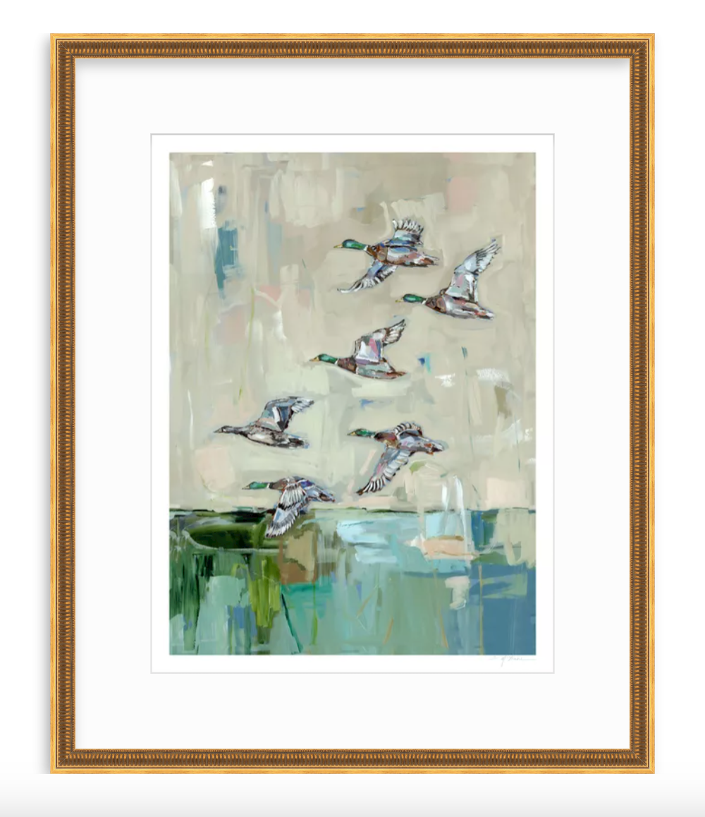 "Mallards In Flight" on paper