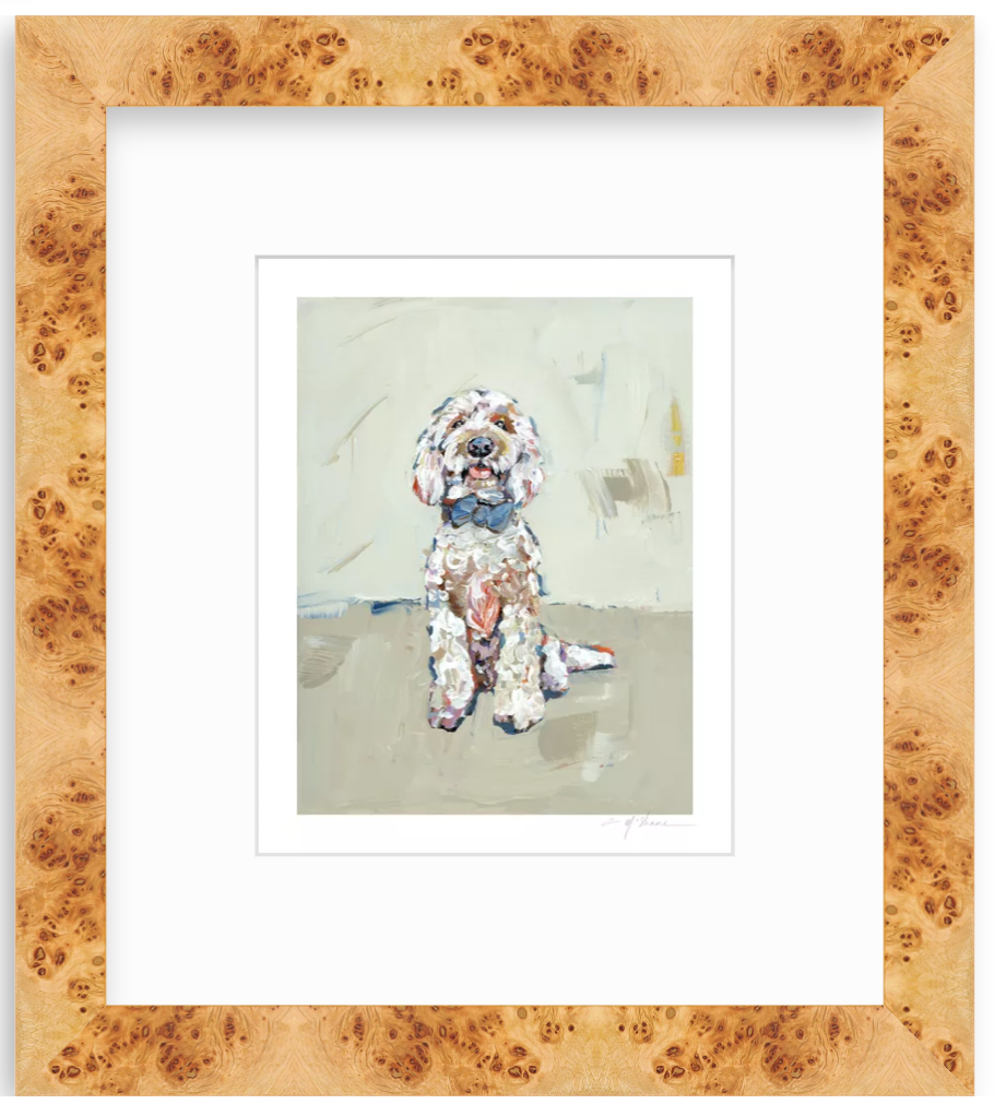 "Goldendoodle blue bow" on paper