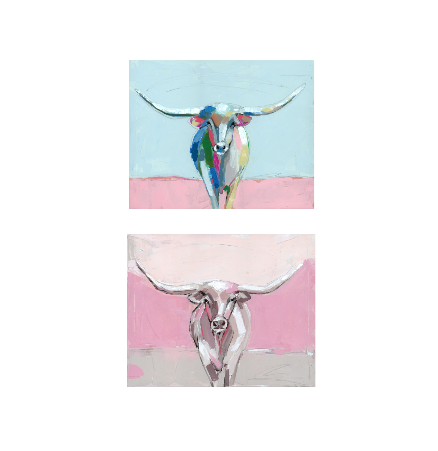 Longhorns (sets of 2 or 4) on paper