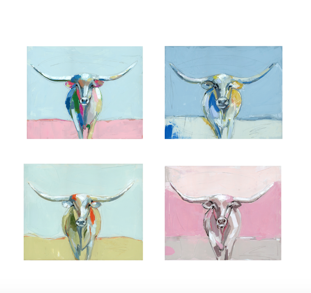 Longhorns (sets of 2 or 4) on paper